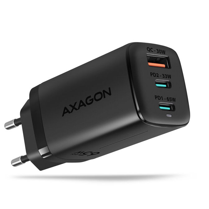 AXAGON ACU-DPQ65 Ladeger&auml;t, 2x USB-C, 1x USB-A, PD3.0/QC4+/PPS, 65W - schwarz image number 0