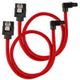 Corsair Premium Sleeved SATA Cable angled, red 30cm - 2 pack image number null