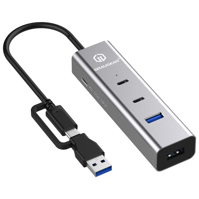 Graugear G-HUB2A2C1-PD USB Hub, 4-Port USB 3.0, USB-C Power Delivery - grey image number 0