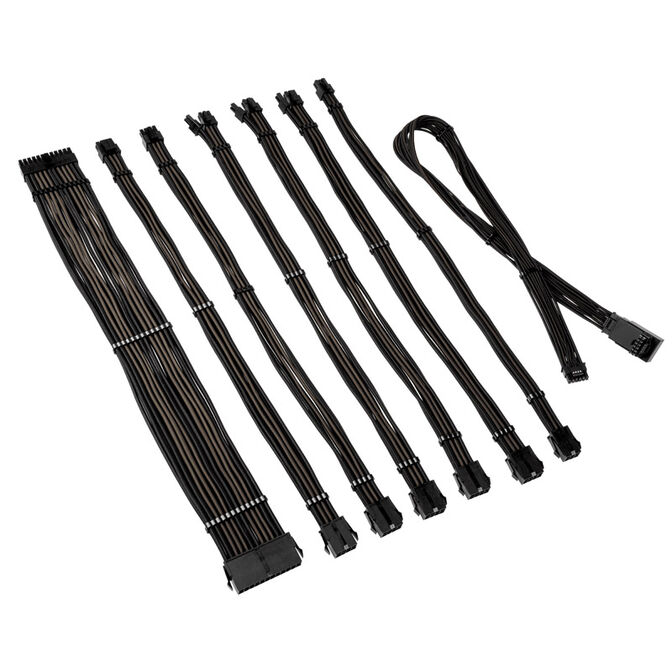 Kolink Core Pro Braided Cable Extension Kit 12V-2x6 Type 1 - Jet Black/Gunmetal Grey image number 1