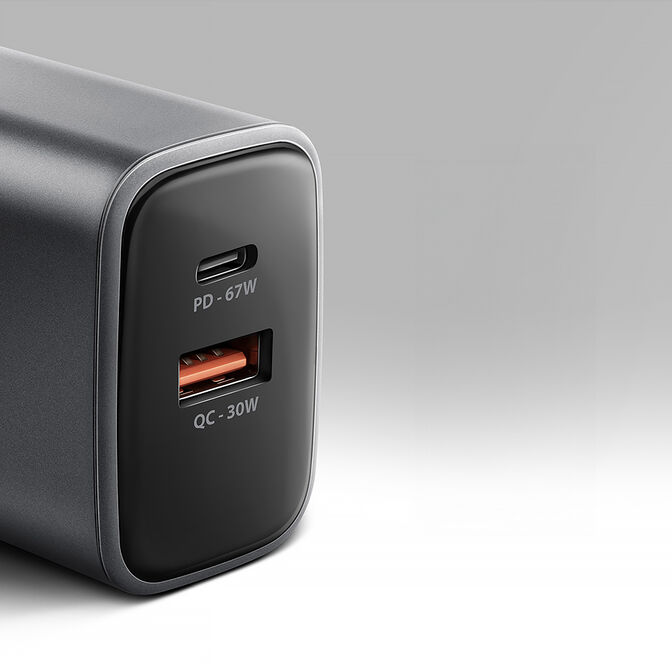 AXAGON ACU-PQ67 GaN Ladeger&auml;t, USB-C Power Delivery 3.0, USB-A Quick Carge 4 - grau image number 3