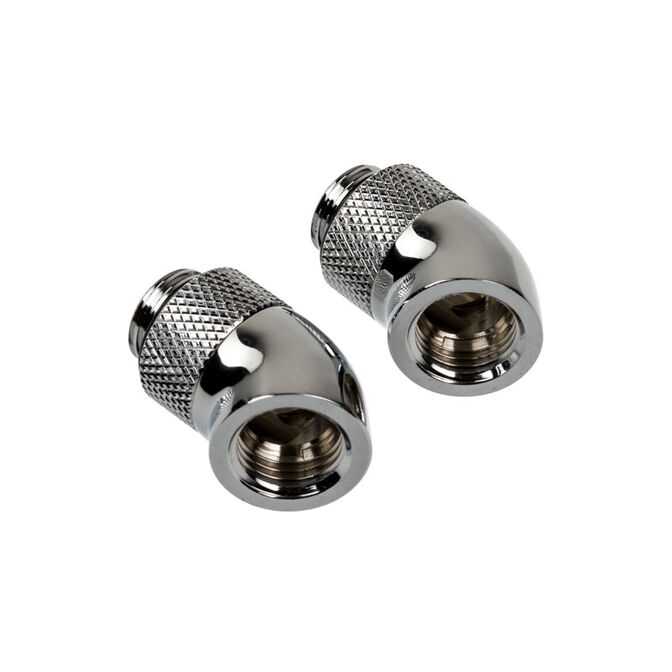 Corsair Hydro X Series Adapter 45 Grad G1/4 Zoll AG auf G1/4 Zoll IG - 2er Pack, drehbar, chrome sil image number 1