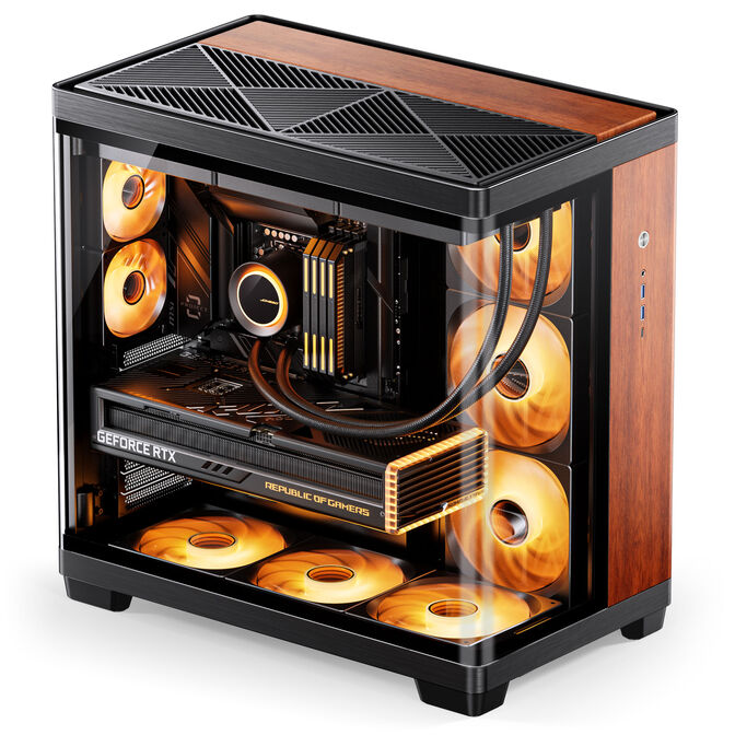 JONSBO TK-4 Wood PC Case, Mid Tower, ATX, Tempered Glass - black image number 2