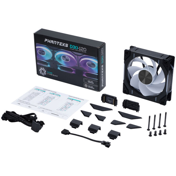 PHANTEKS D30 PWM Reverse Airflow D-RGB fan - 120mm, black image number 8