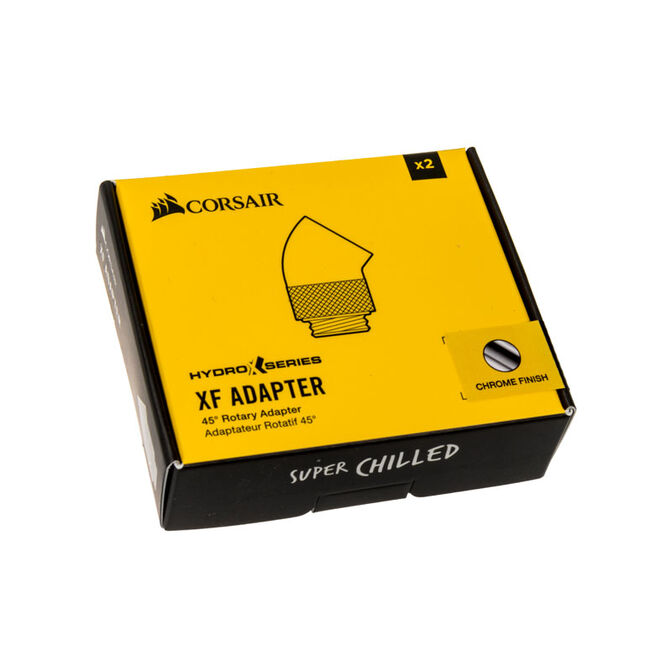 Corsair Hydro X Series Adapter 45 Grad G1/4 Zoll AG auf G1/4 Zoll IG - 2er Pack, drehbar, chrome sil image number 2