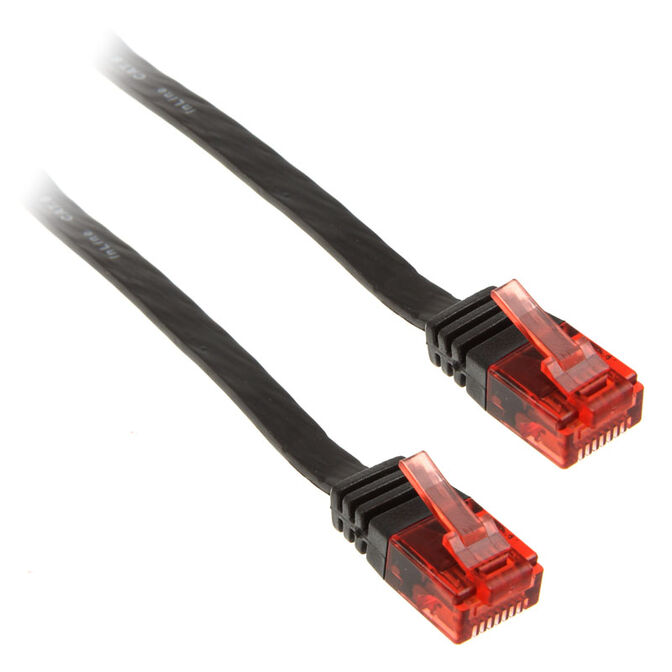 1m flat patch cable, U/UTP, Cat.6 - black image number 0
