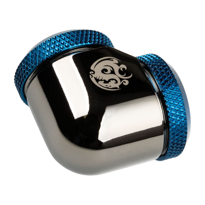 Bitspower Adapter 90 Grad 16mm AD Hardtube auf 16mm AD Hardtube - schwarz gl&auml;nzend/blau image number 1