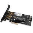 AXAGON PCEM2-D PCIe 3.0 adapter, 1x M.2 NVMe, 1x M.2 SATA, up to 22110 - passive cooling image number null