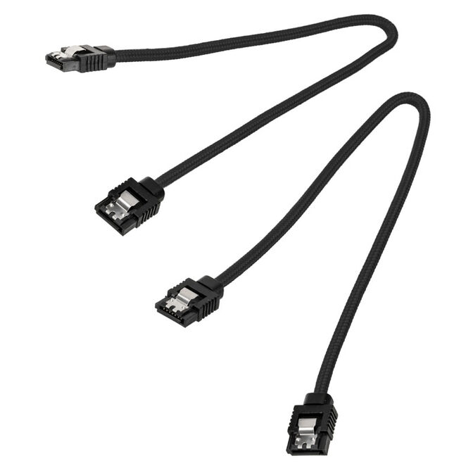Corsair Premium Sleeved SATA-Kabel, schwarz 30cm - 2er Pack image number 1