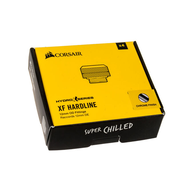 Corsair Hydro X Series XF Hardline fitting straight G1/4 inch to 12mm OD hard tube - 4 pack, chrome image number 3