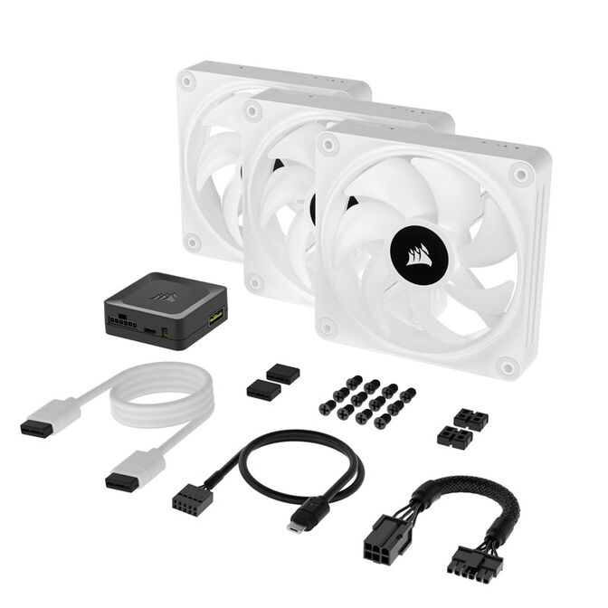 Corsair iCUE LINK QX120 RGB Series, PWM L&uuml;fter, 3er Pack inkl. RGB-Controller - 120mm, wei&szlig;, Starter image number 9