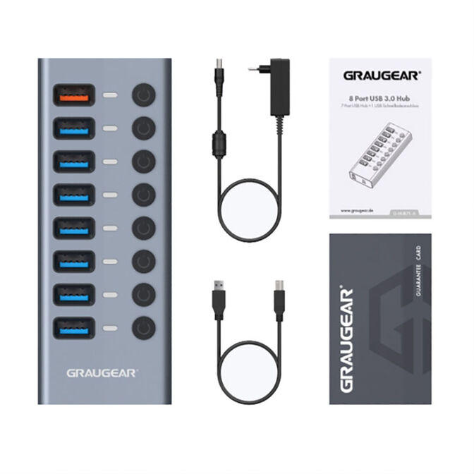 Graugear 7-Port USB-A 3.0 HUB + 1x Ladeport image number 1