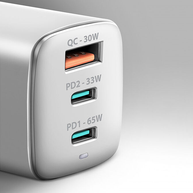 AXAGON ACU-DPQ65W 1x USB-A / 2x USB-C, PD 3.0 / QC4+ / PPS, 65W, wei&szlig; image number 1