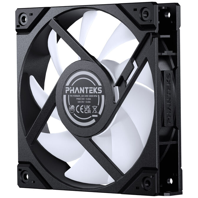 PHANTEKS M25 Gen2 PWM D-RGB Fan, 3-Pack - Reverse Blade, 120mm, Black image number 4