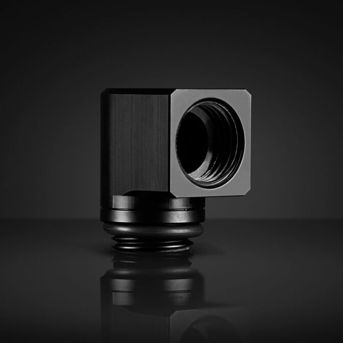 EK Water Blocks EK-Torque Micro Adapter 90 Degree G1/4 Inch Male to G1/4 Inch Female - Rotatable, Black image number 3