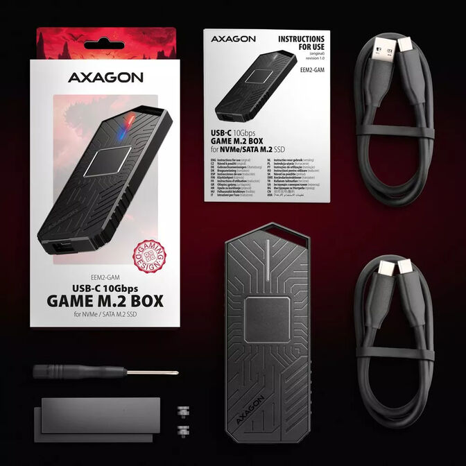 AXAGON EEM2-GAM M.2-NVMe/SATA-Geh&auml;use, USB-C 3.1, 10Gbit/s - Aluminium, schwarz image number 5