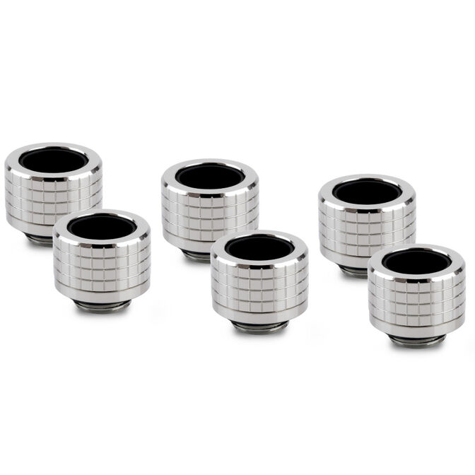 Thermal Grizzly DeltaMate Compression Fitting, Brass - Gloss Nickel, HT14, Pack of 6 image number 0