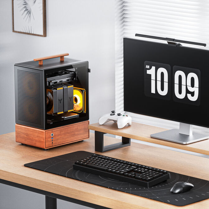 Jonsbo T7 PC Case, Mid Tower, mATX, Tempered Glass - black image number 1