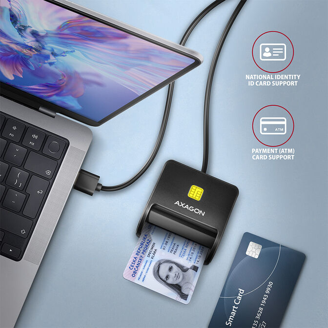 AXAGON CRE-SM3SD USB Smart Card & SD/microSD/SIM Card FlatReader image number 3