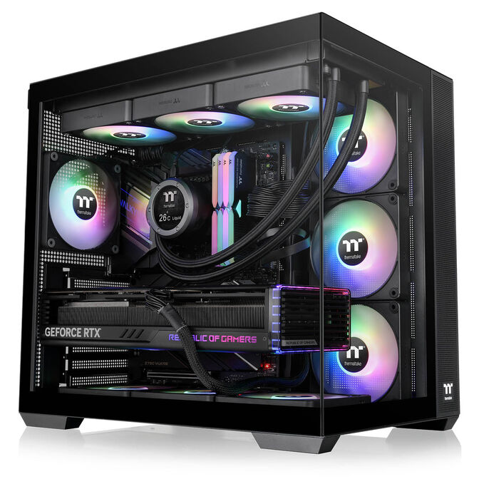 Thermaltake View 380 TG ARGB PC Case, Mid Tower, ATX, ARGB, Tempered Glass - Black image number 2