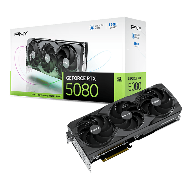 PNY GeForce RTX 5080 Triple Fan Grafikkarte, 16384 MB GDDR7 image number 0