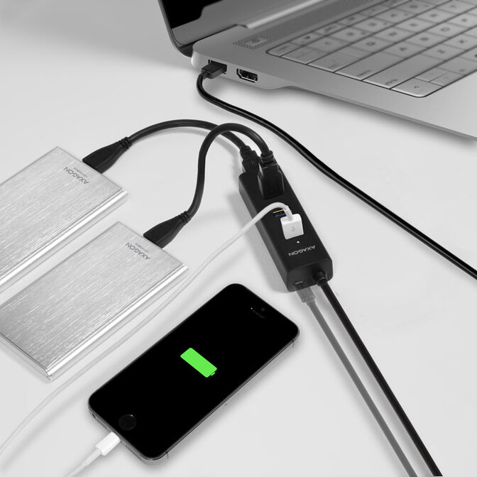 AXAGON HUE-S2BL USB-A-Hub, 4x USB 3.0, externe Stromversorgung - 1,2 m image number 1
