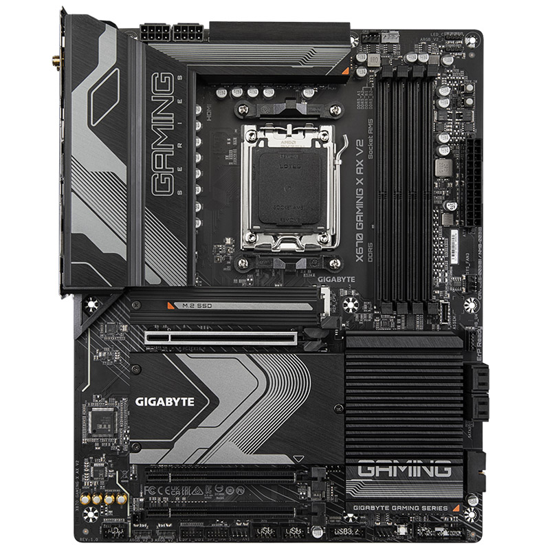 Das Bild zeigt das High-End-Gaming-Mainboard GIGABYTE X670 Gaming X AX V2.