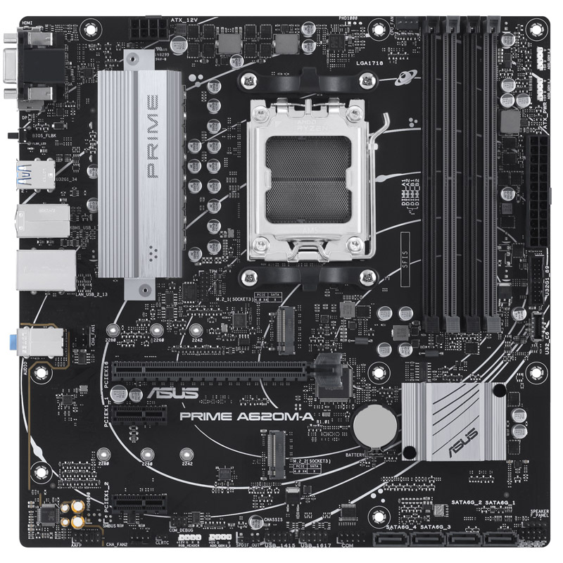 Das Bild zeigt das ASUS Prime A620M-A-CSM Mainboard.